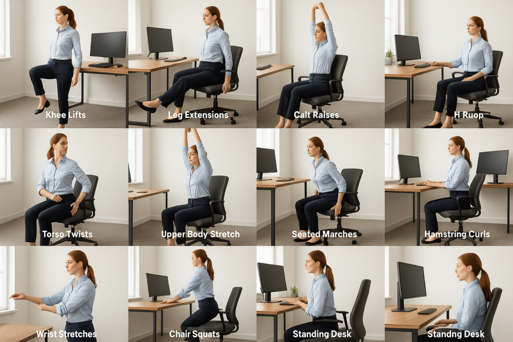 Stand Up, Move More: 11 Practical Desk Exercise Routines & Smart Workspace Swaps to Beat the Sitting Risks