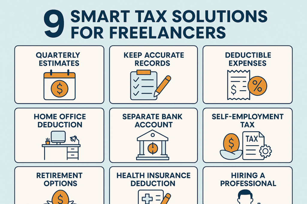 9 Smart Tax Solutions for Freelancers: Quarterly Estimates, Deductible Expenses & Retirement Options