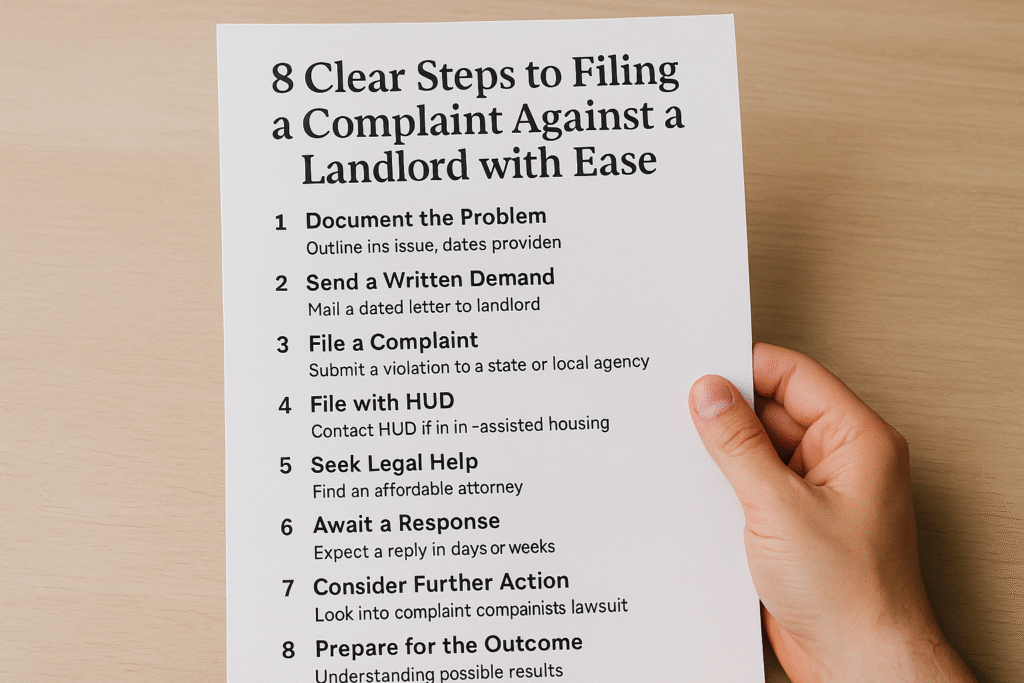 8 Clear Steps to Filing a Complaint Against a Landlord with Ease — A Practical, Print-Friendly Guide