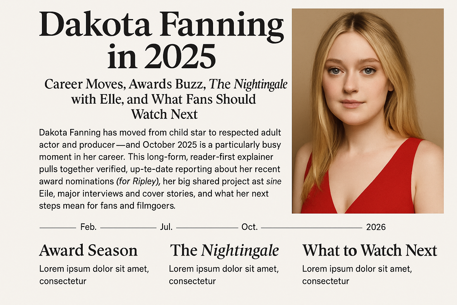 Dakota Fanning in 2025: 11 Things to Know — Ripley, Awards & The Nightingale with Elle
