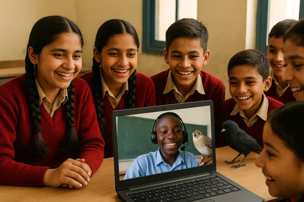 When Kangra Schoolkids Met a Student from Cameroon — Birds, Names, and Big Questions from a Tiny Video Call