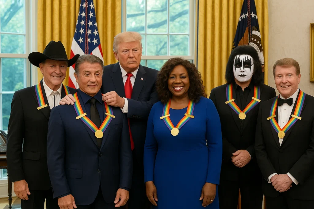 Trump presented medals to the 2025 honorees Including Sylvester Stallone, George Strait, Gloria Gaynor, Kiss, and Michael Crawford — What It Means for the Arts, Politics, and the Gala Season