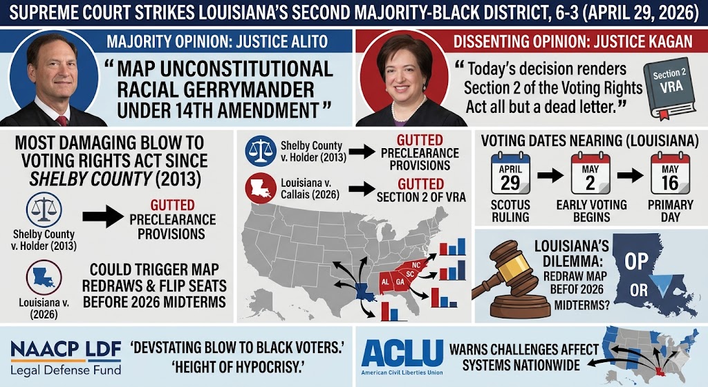 "All But a Dead Letter": The Supreme Court Just Gutted the Voting Rights Act in a Landmark 6-3 Louisiana Ruling — What It Means for Every American Voter