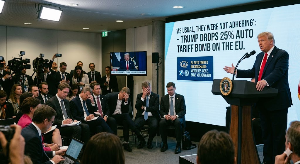 "As Usual, They Were Not Adhering": Trump Drops a 25% Auto Tariff Bomb on the EU — Mercedes, BMW, and Volkswagen in the Crosshairs