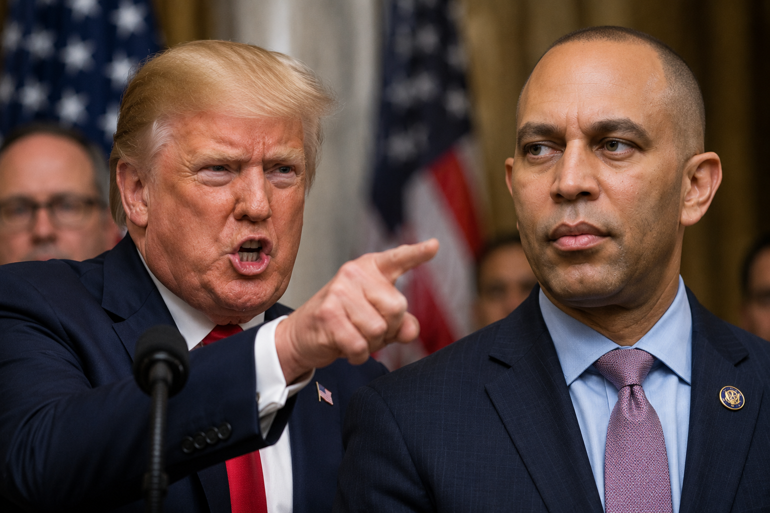 "Low IQ Lunatic": Trump Demands Hakeem Jeffries Be Charged With Inciting Violence - Linking His "Maximum Warfare" Speech to the WHCD Assassination Attempt