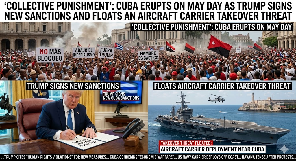 "Collective Punishment": Cuba Erupts on May Day as Trump Signs New Sanctions and Floats an Aircraft Carrier Takeover Threat