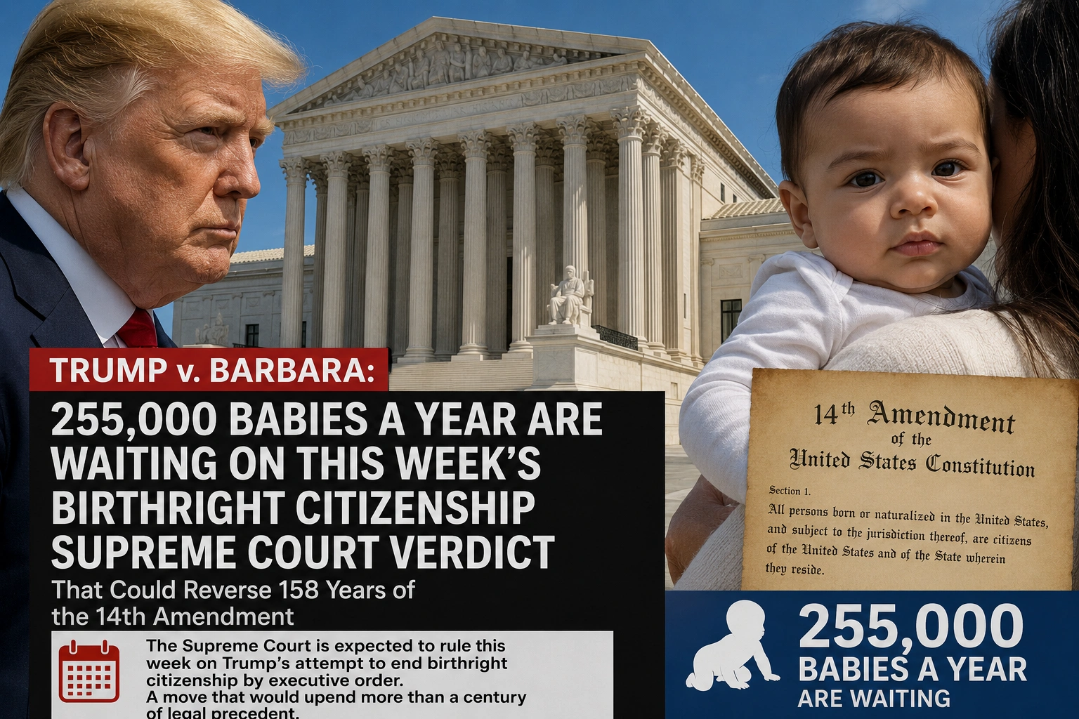 Trump v. Barbara: 255,000 Babies a Year Are Waiting on This Week's Birthright Citizenship Supreme Court Verdict That Could Reverse 158 Years of the 14th Amendment
