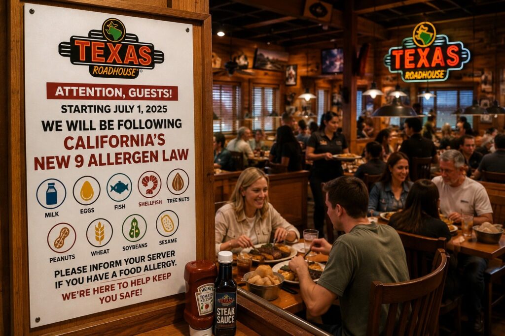 Texas Roadhouse and Every Major Chain in California Has Three Days Left: The Big 9 Allergen Law Hits July 1 and Southern California Diners Are About to Eat Safer Than Anywhere in America