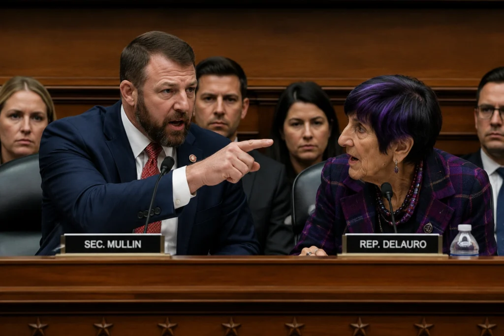 Mullin Fiery Rebuke Stuns House Hearing as DHS Secretary Tells Democrat Rosa DeLauro "Don't Be a Hypocrite" to Her Face
