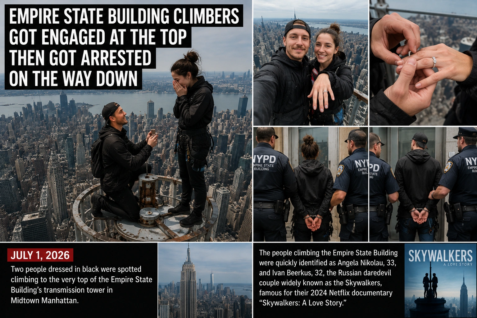 Empire State Building Climbers Angela Nikolau and Ivan Beerkus Got Engaged at the Top Then Got Arrested on the Way Down