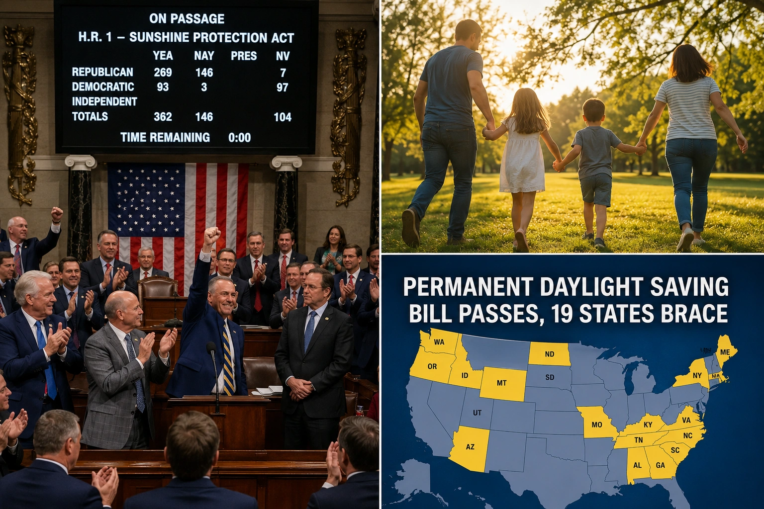 Permanent Daylight Saving Bill Passes,19 States Brace