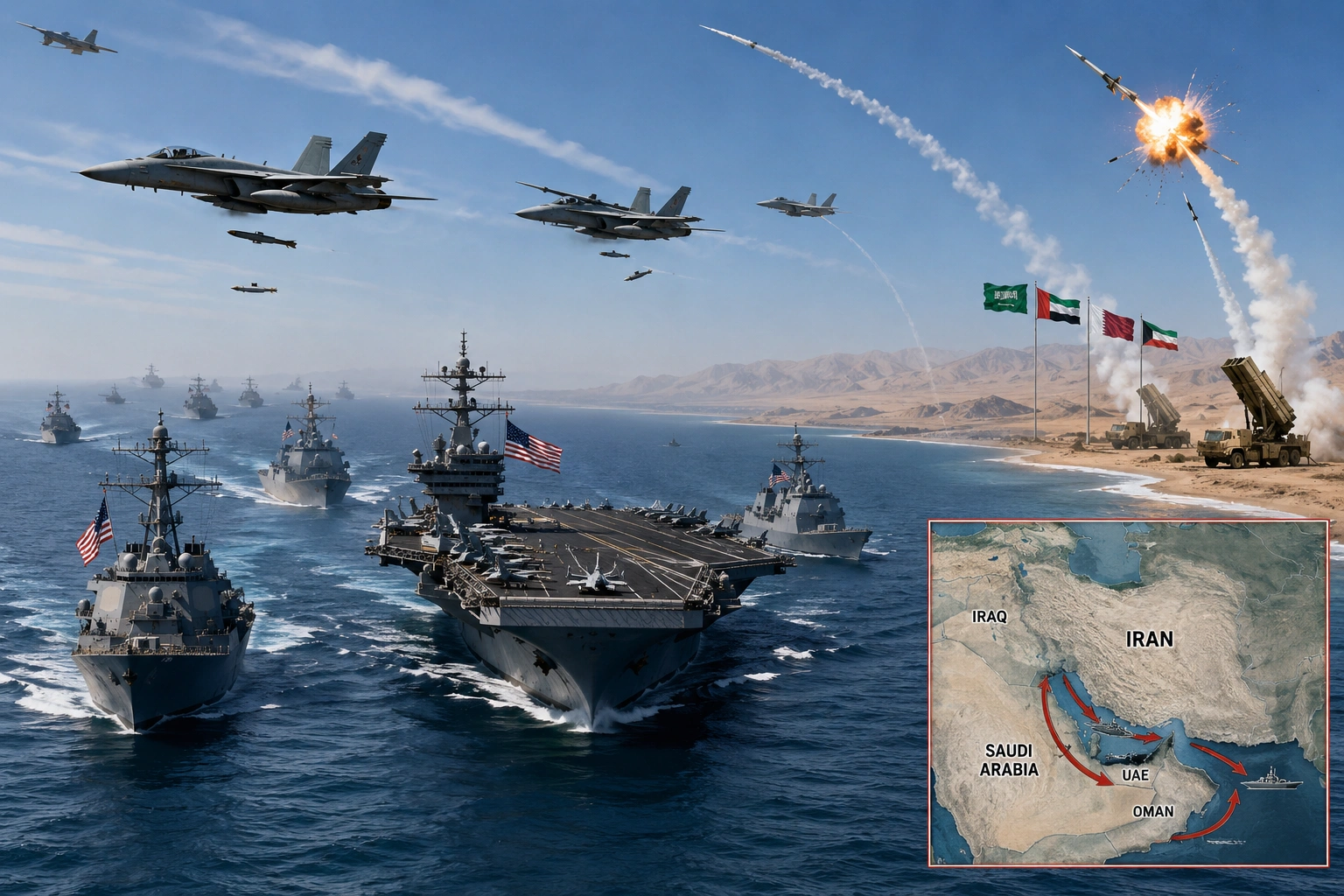 US Resumes Naval Blockade of Iran With 20 Warships and Day Four of Airstrikes as Gulf Countries Intercept Iranian Missiles and Drones